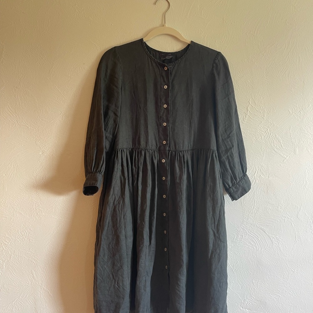 Beaton Linen Button-Down Dress